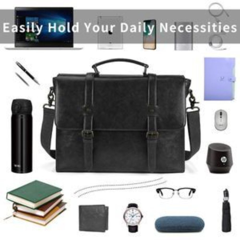 New Men's Messenger Bag Vintage Black Waterproof Bag​ - Picture 4 of 8